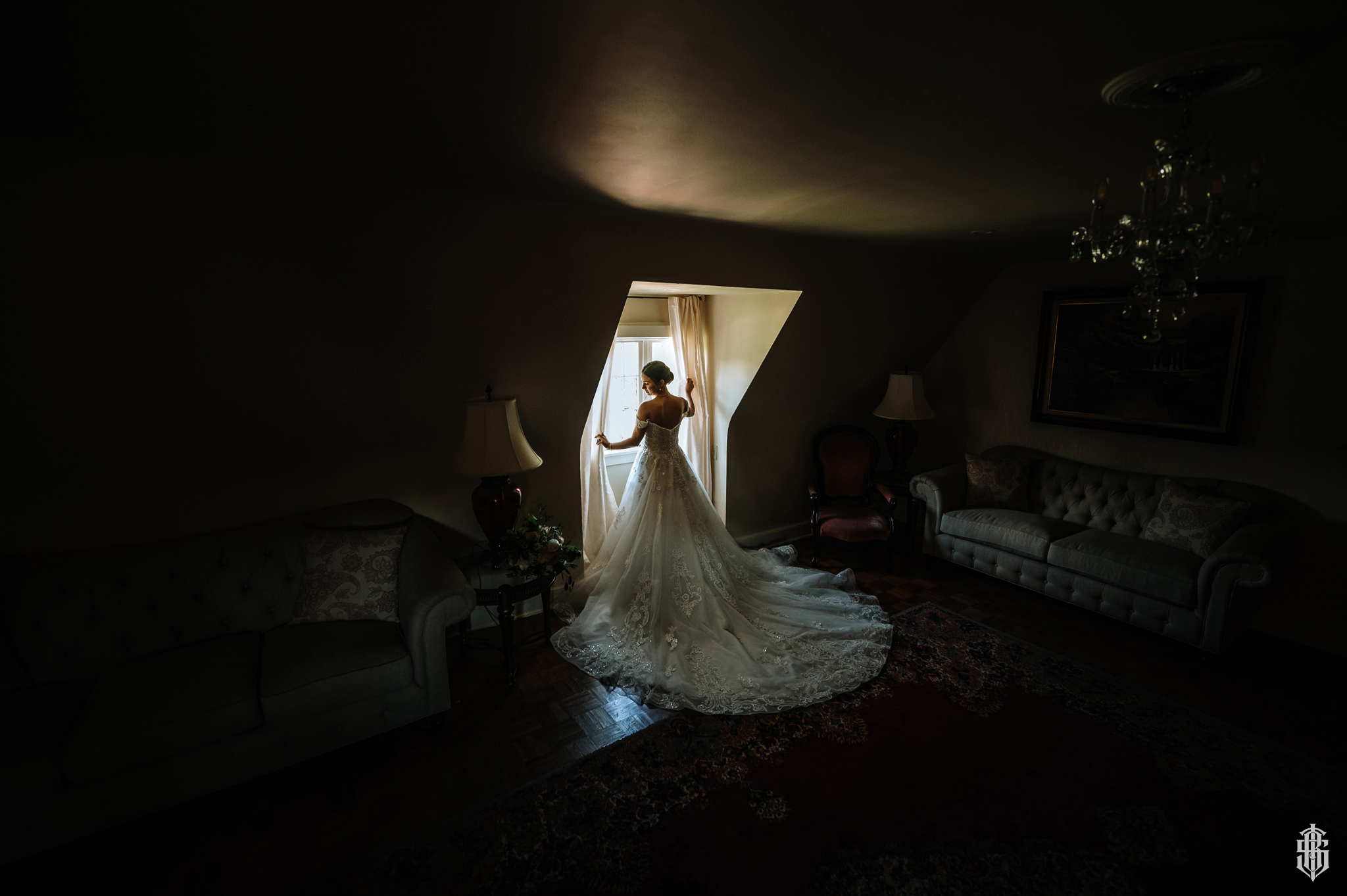 Guests celebrating during the reception in the ballroom at Saint Clement's Castle, Portland CT by Bruno Sauma