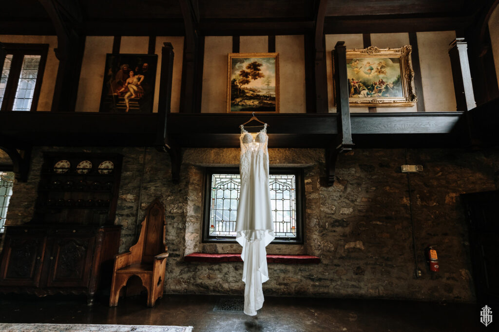 Art gallery portraits at Saint Clement's Castle by Connecticut castle wedding photographer