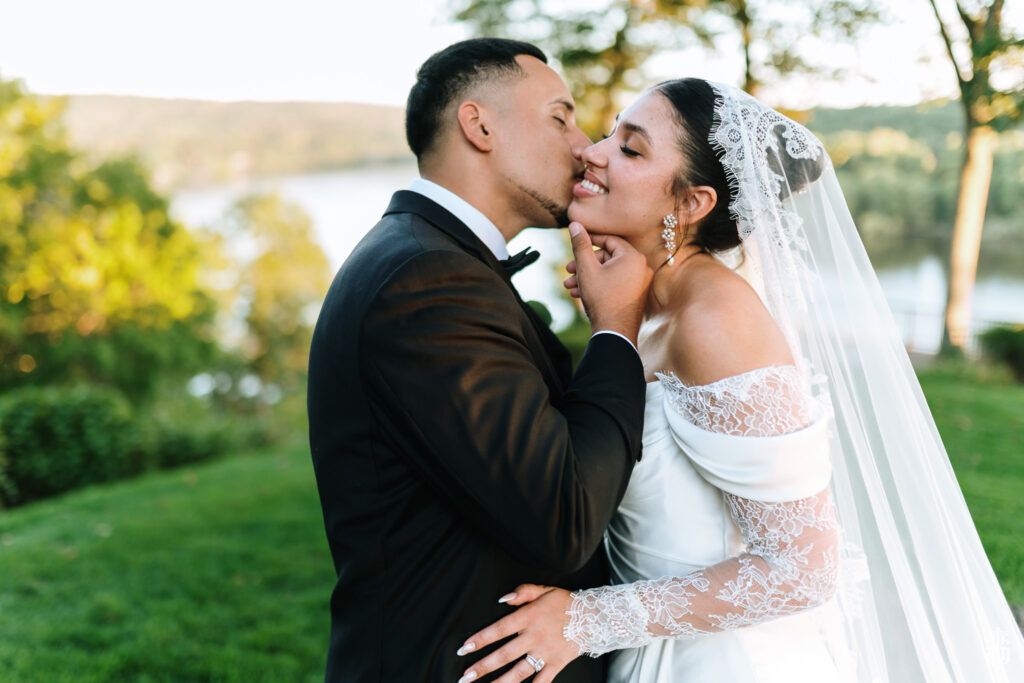 Golden hour portraits at Saint Clement's Castle by Connecticut castle wedding photographer