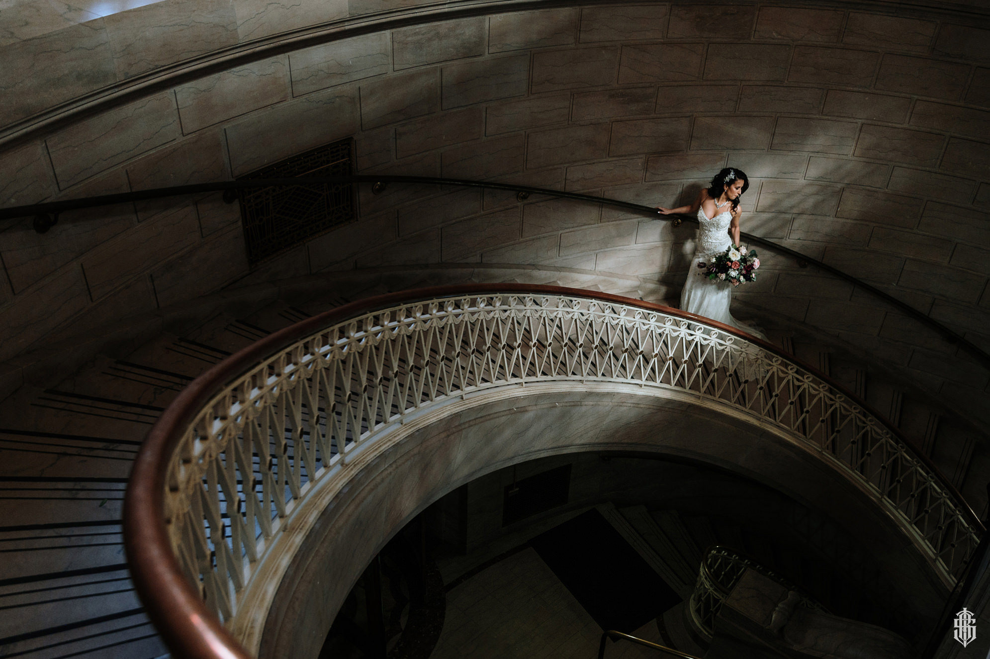 Dramatic night portrait on Pratt Street cobblestones at Society Room wedding
