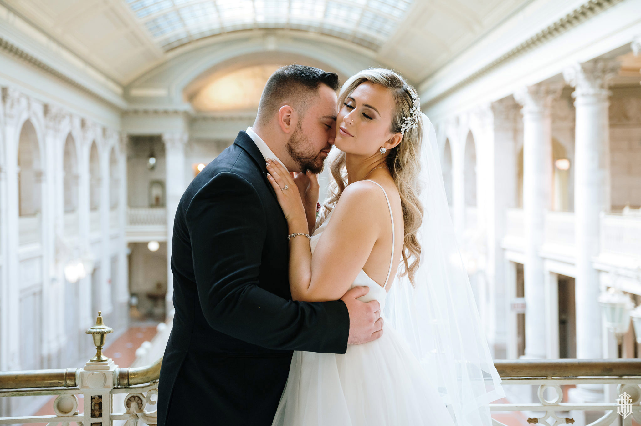 Romantic Pratt Street night portrait at Society Room wedding