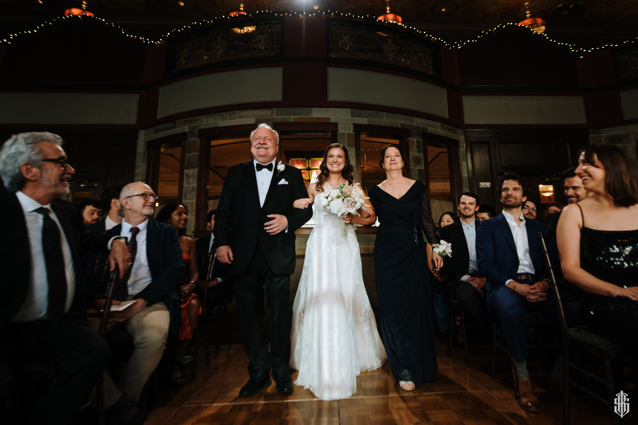 Wedding reception under ornate ceiling at The Society Room of Hartford CT