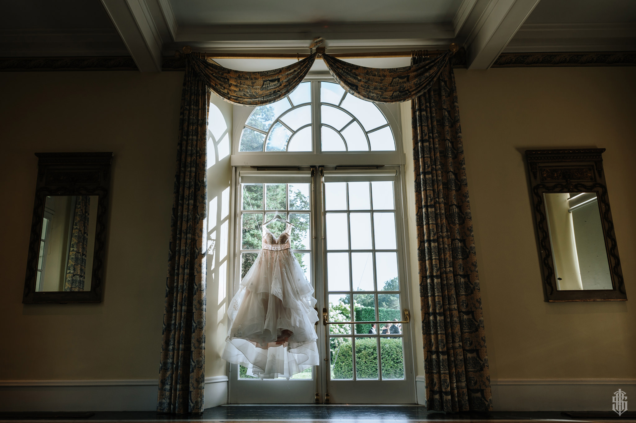 Wadsworth Mansion wedding photographer documents the ornate wood-paneled interior halls