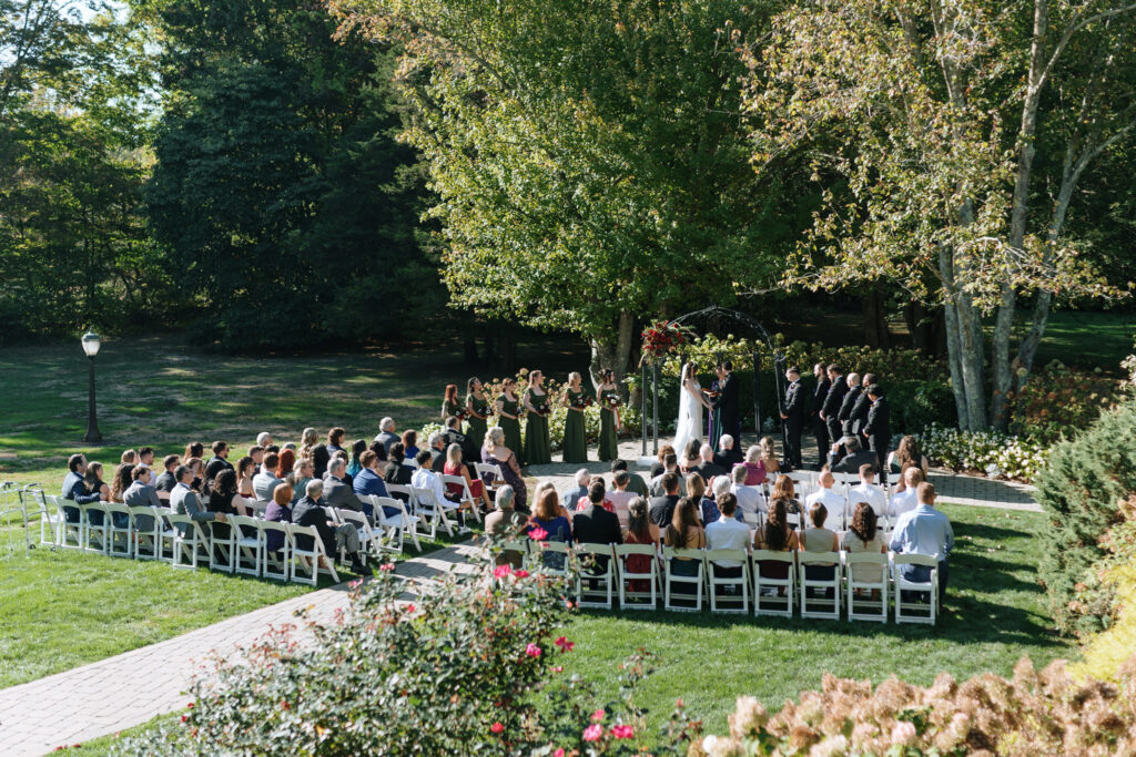 Bird's-eye view of ceremony at Bill Miller's Castle, Bruno Sauma Photography 