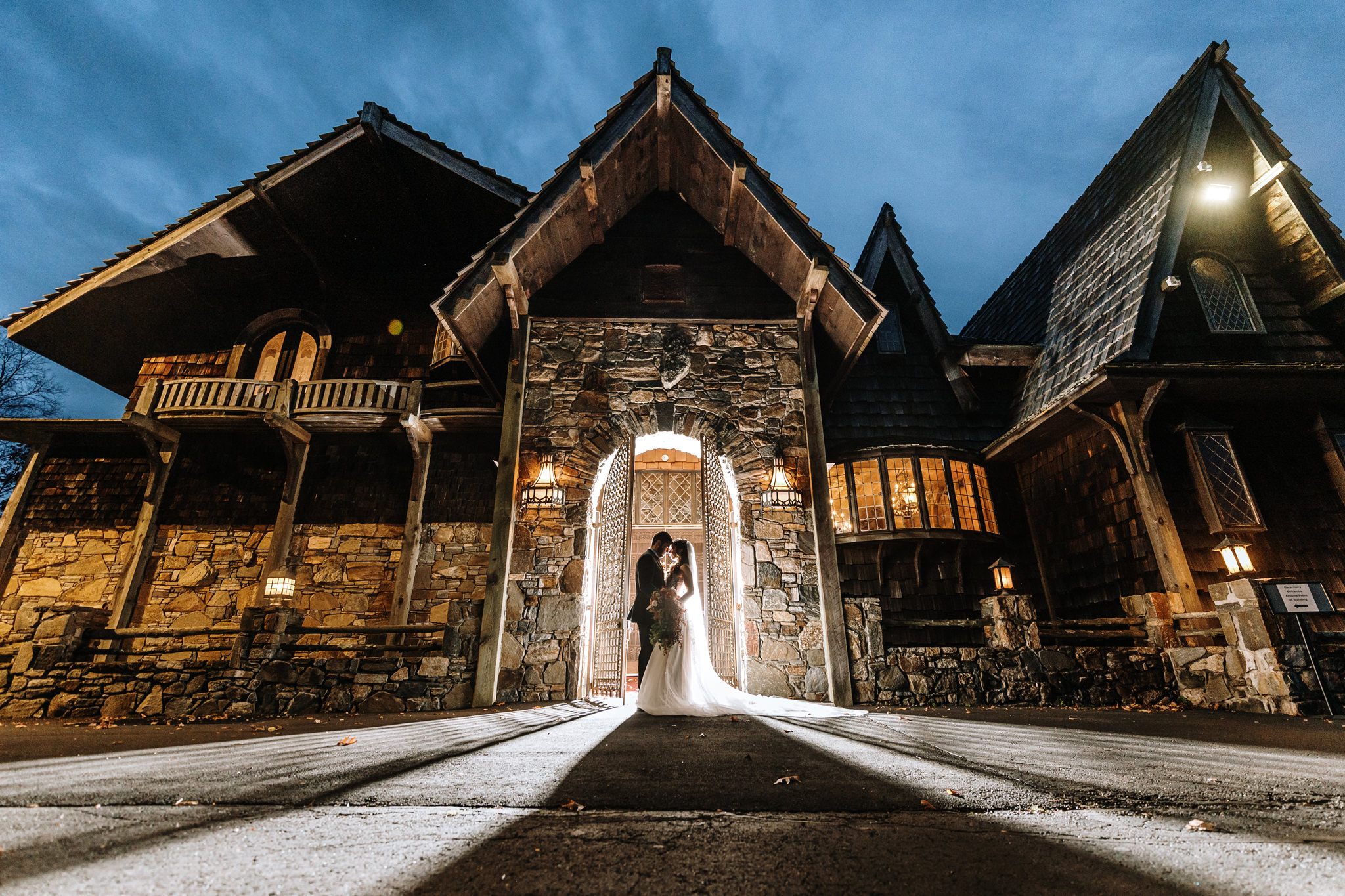 Couple portrait in front of Bill Miller's Castle